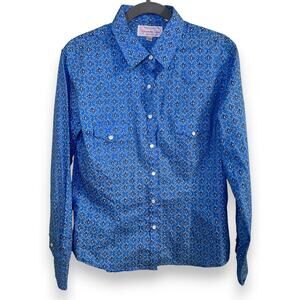 Panhandle Slim blue bandana print long sleeve pearl snap top